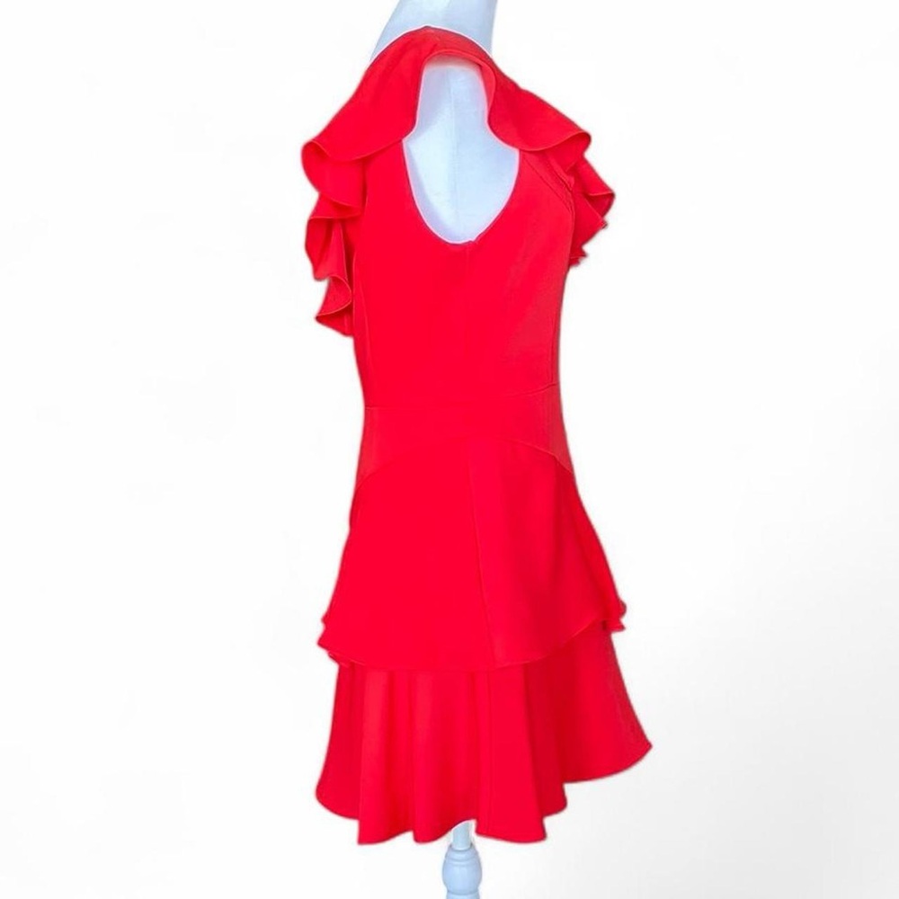 BCBG MaxAzria Red Ruffle One Shoulder Mini Dress - size 8 - Picture 3 of 9